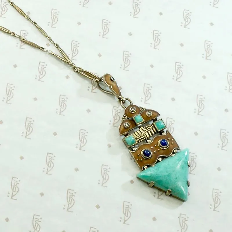 Exciting German Art Deco Pendant & Chain by Fahrner