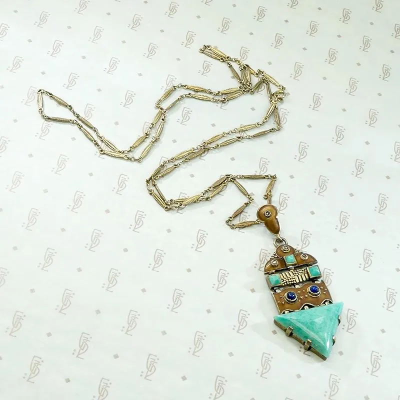 Exciting German Art Deco Pendant & Chain by Fahrner