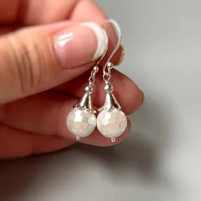 Facetted Pearl Earrings Dangle Sterling Silver