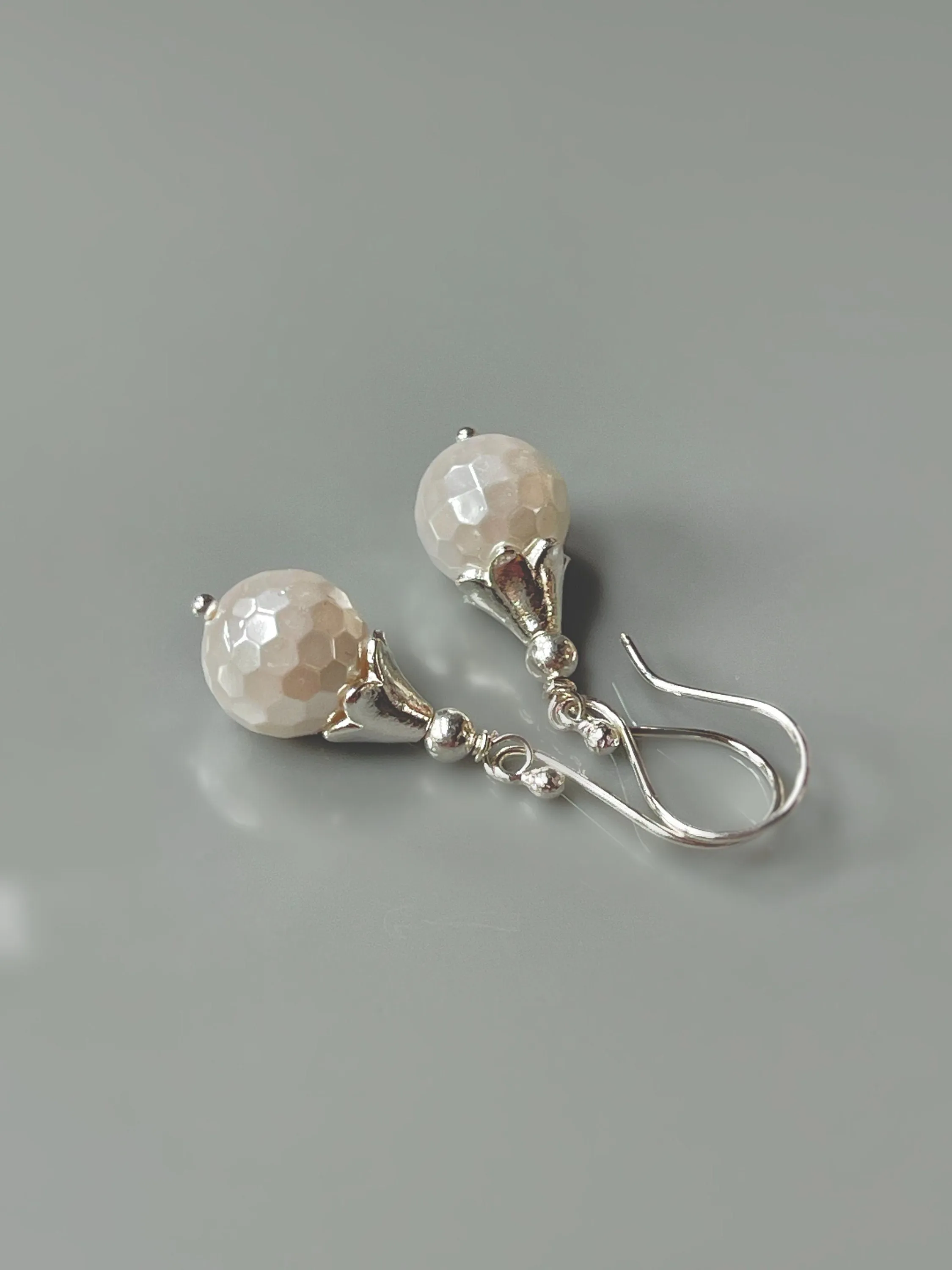 Facetted Pearl Earrings Dangle Sterling Silver