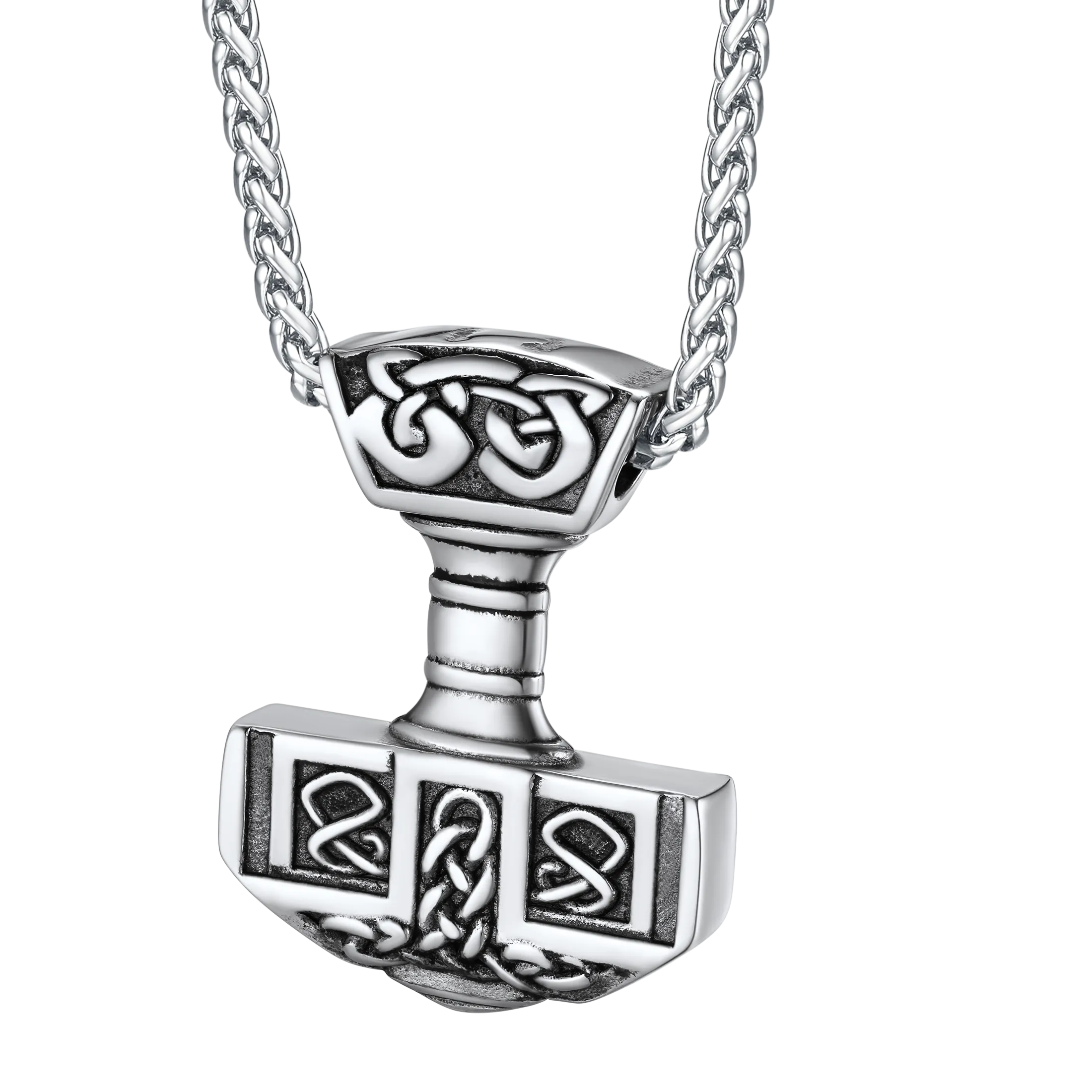 FaithHeart Norse Viking Thor's Hammer Necklace Mjolnir Pendant for Men