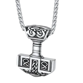 FaithHeart Norse Viking Thor's Hammer Necklace Mjolnir Pendant for Men