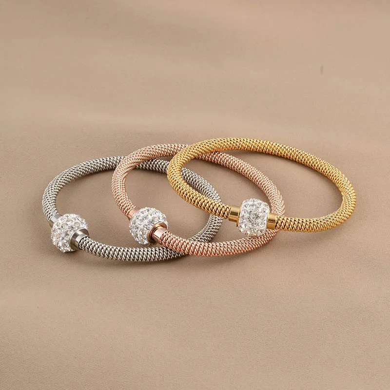Fashion High Quality Charm Chic Valentine Gift Jewelry Stainless Steel Gold Women Distort Bracelets & Bangles