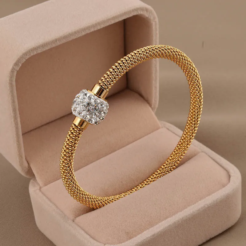 Fashion High Quality Charm Chic Valentine Gift Jewelry Stainless Steel Gold Women Distort Bracelets & Bangles