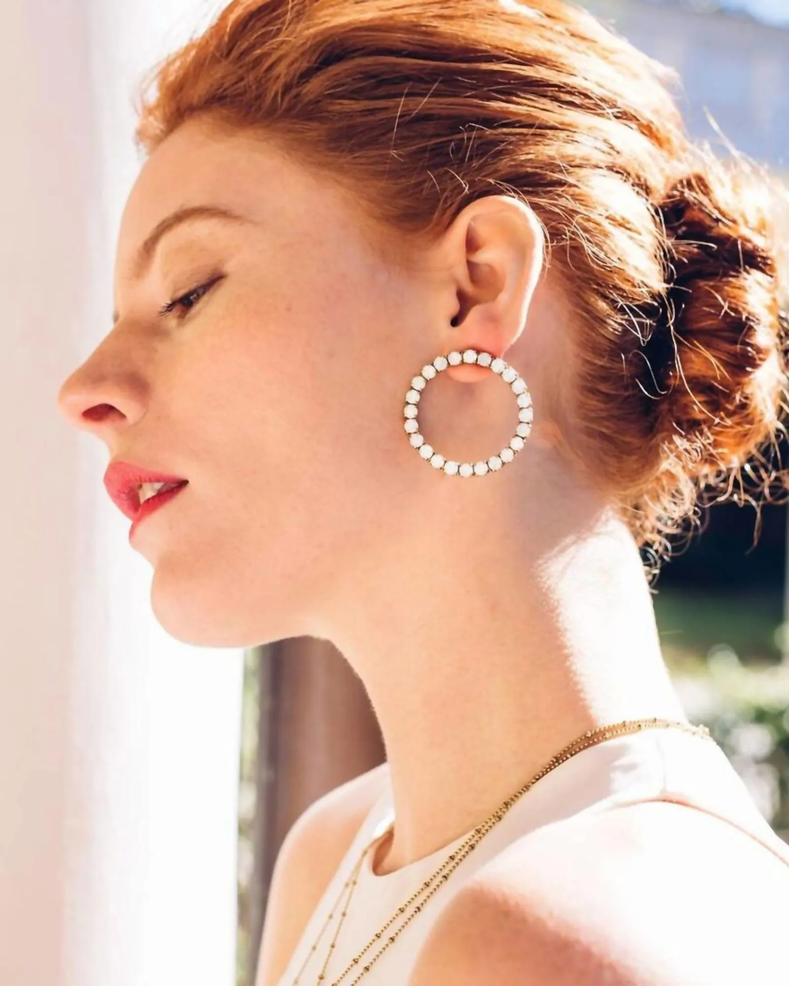 Fiona Hoops in White | White