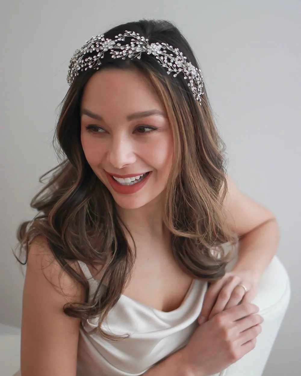 Floral Crystal Couture Headband Tiara