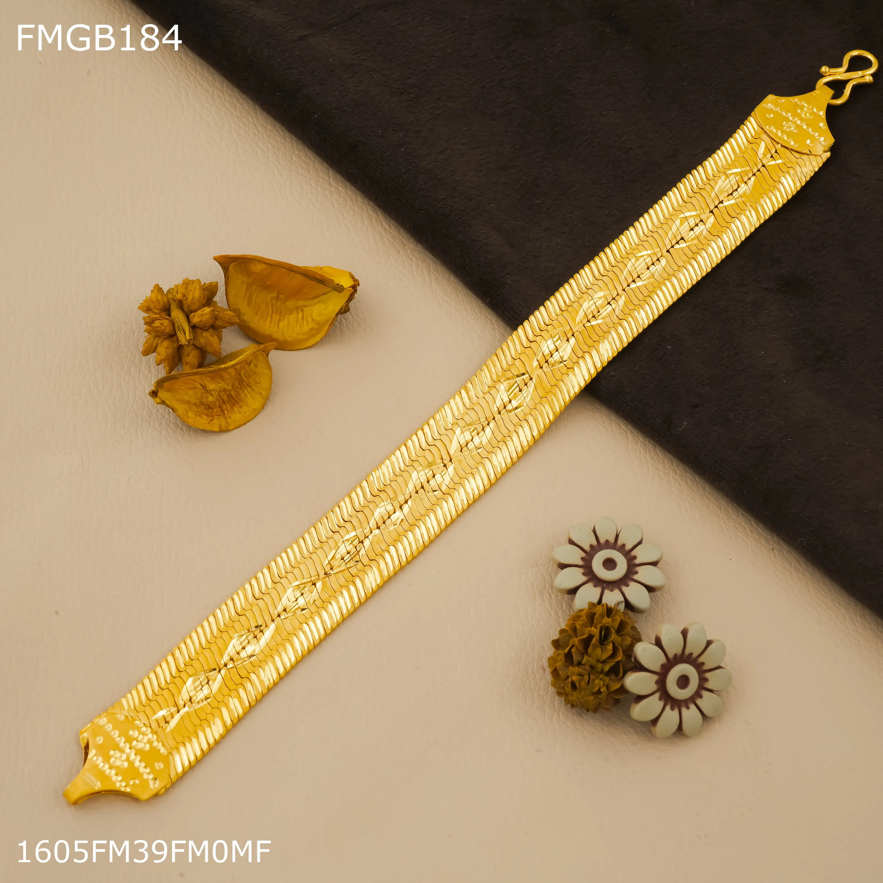 Freemen Designer two line gold plated bracelet for Men - FMGB184