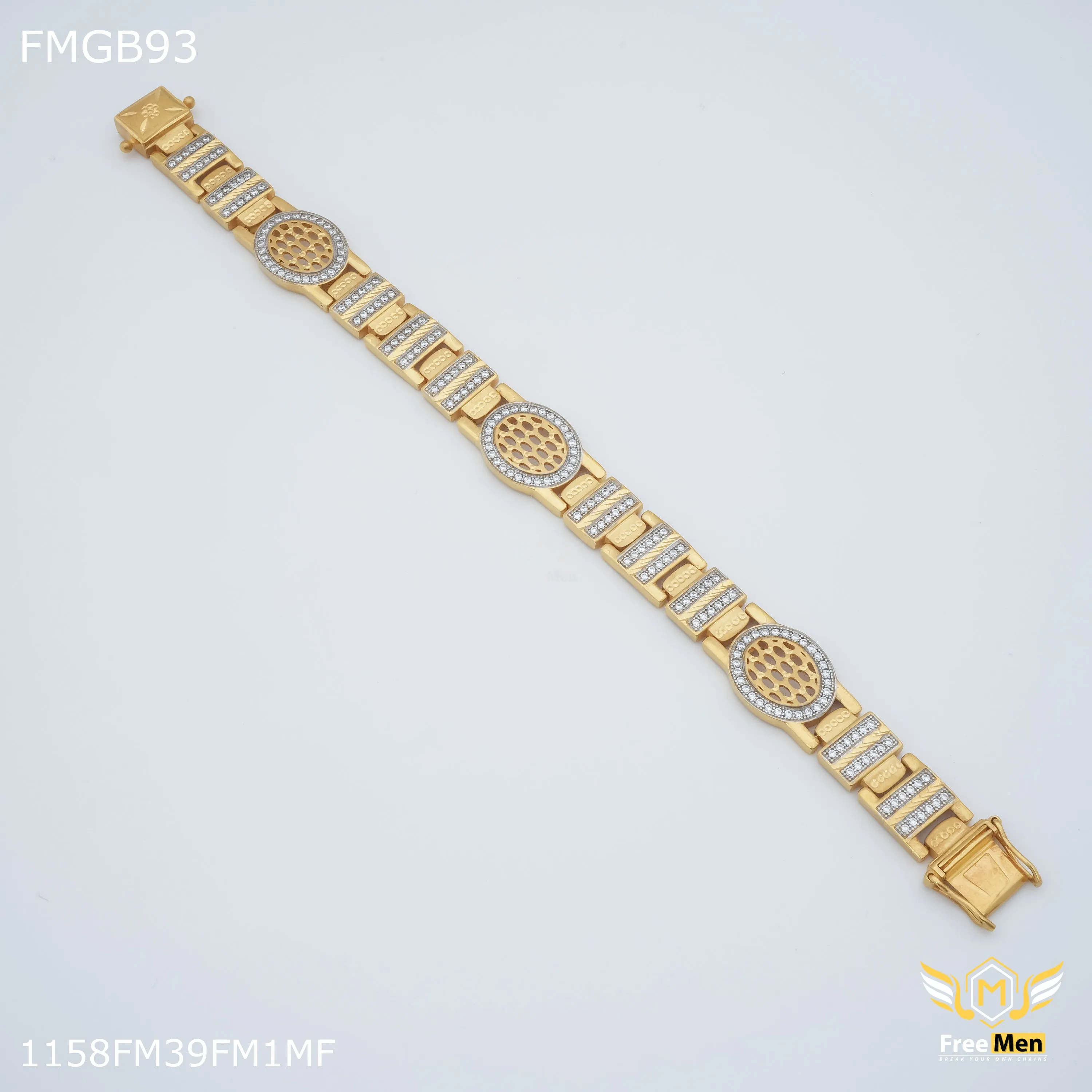 Freemen Fantastic Netball  rhodium Gold plated Bracelet for Men - FMB93