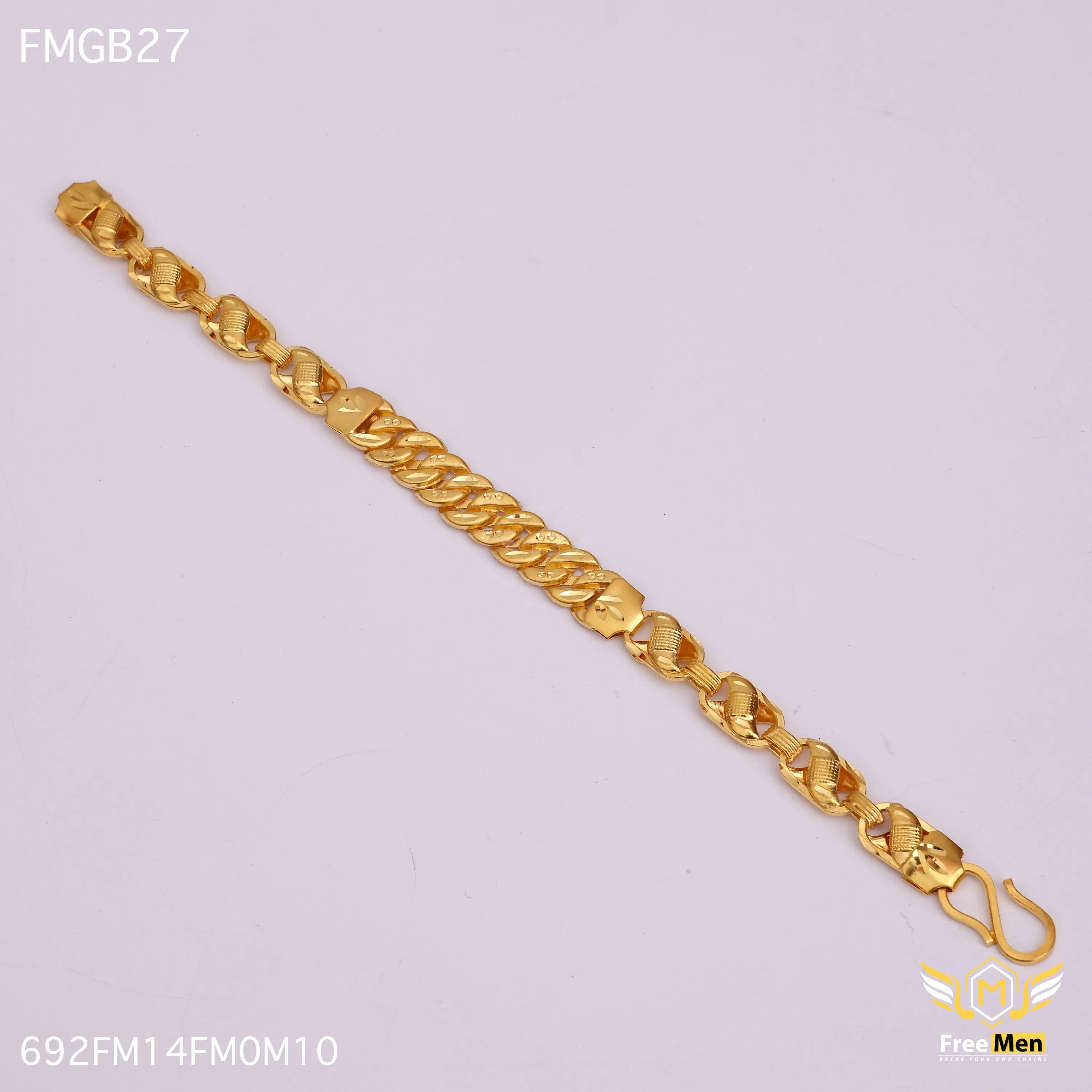 Freemen  Gold Plated Attention Atta Bracelet for Men - FMGB27