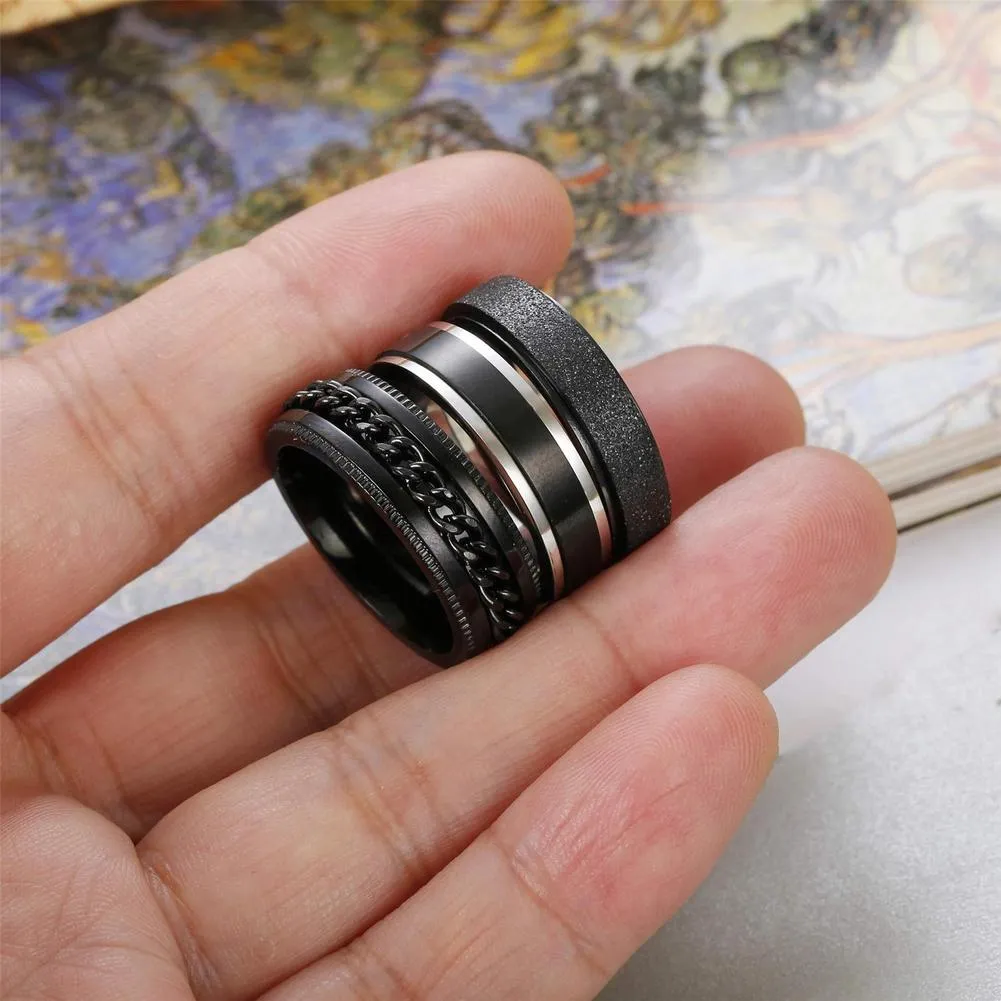 Funki Buys | Rings | Titanium Rotating Spinner Rings 3 Pcs Set