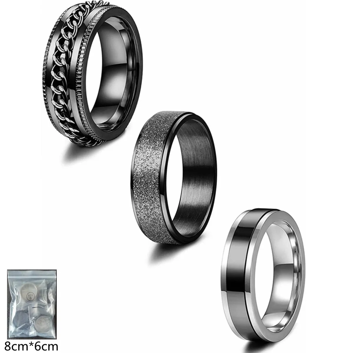 Funki Buys | Rings | Titanium Rotating Spinner Rings 3 Pcs Set