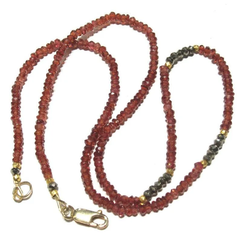 Garnet and Pyrite Necklace with Gold Filled Lobster Claw Clasp