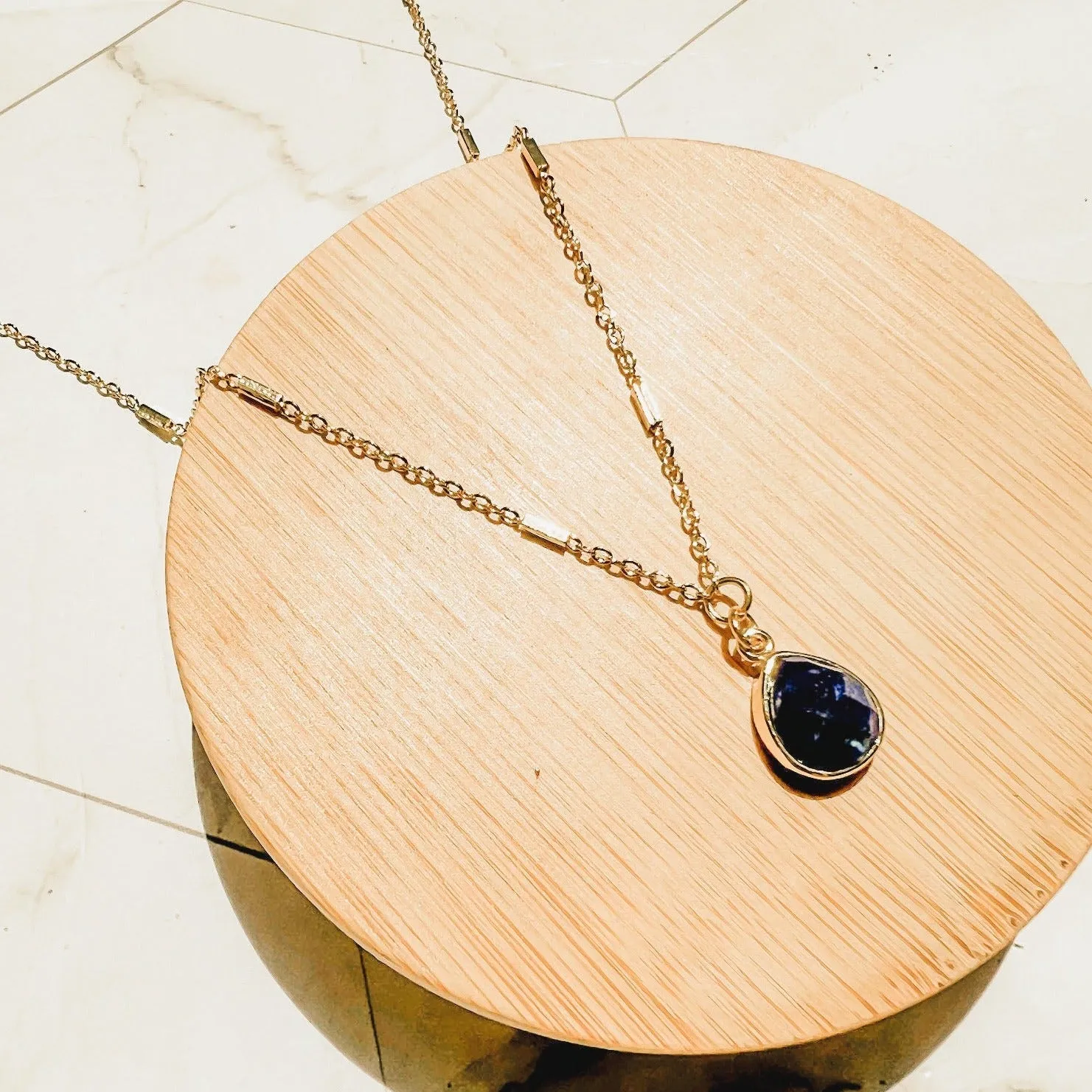 Gemstone Droplet Necklace