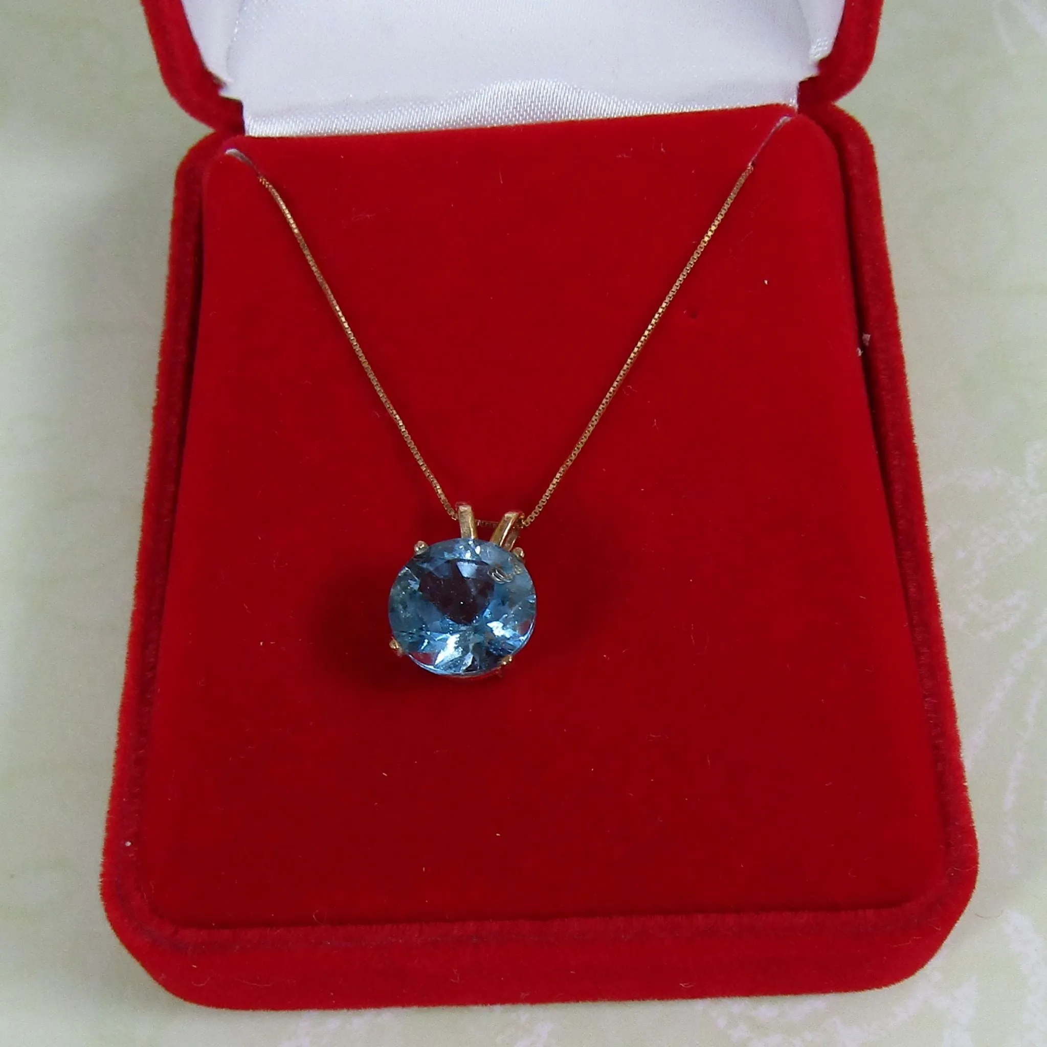 Gemstone Pendant Necklace London Blue Topaz on Gold Chain