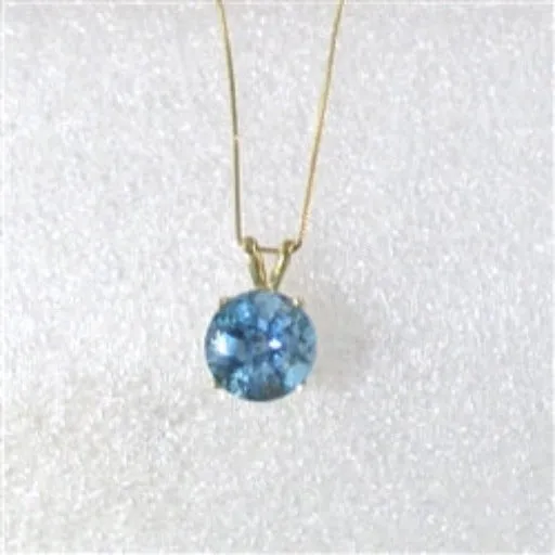 Gemstone Pendant Necklace London Blue Topaz on Gold Chain
