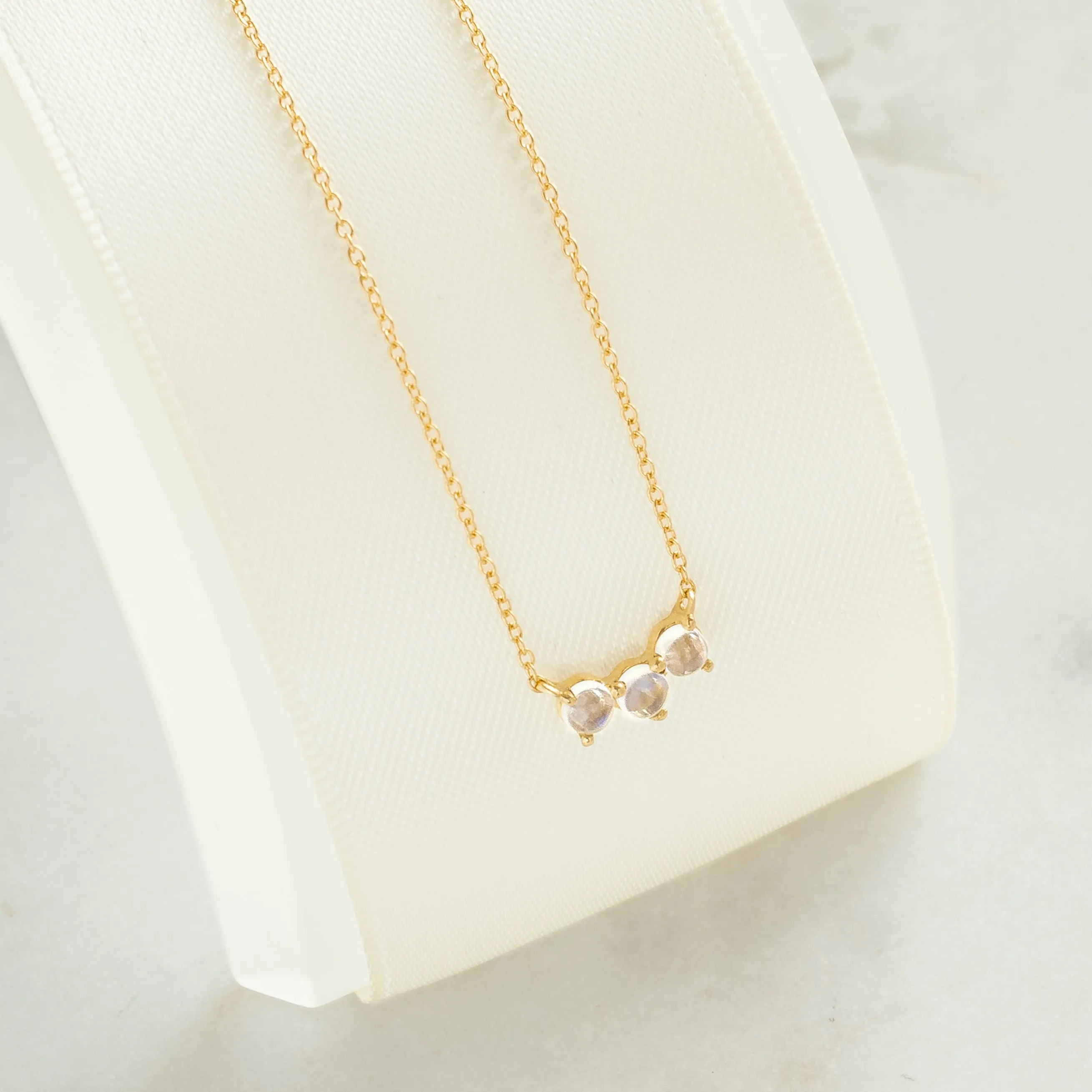Gemstone Trio Crescent Necklace