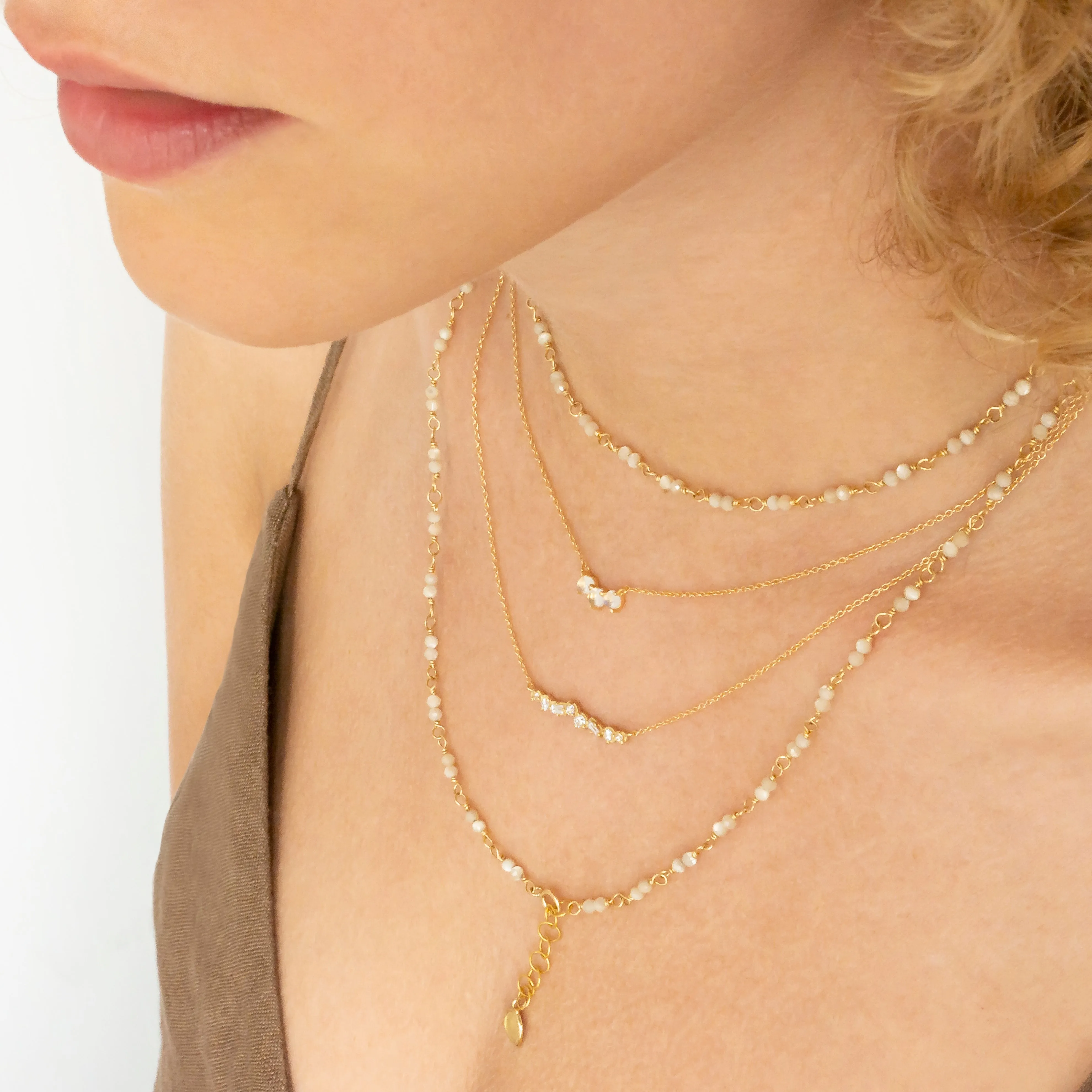 Gemstone Trio Crescent Necklace