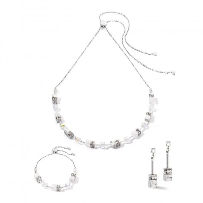 GeoCUBE® Iconic Nature White Chain Earrings 3035/21-1400
