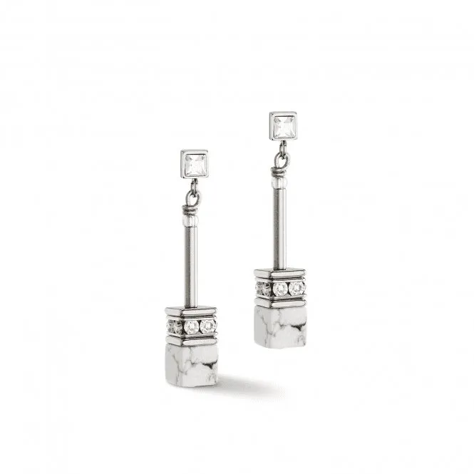 GeoCUBE® Iconic Nature White Chain Earrings 3035/21-1400