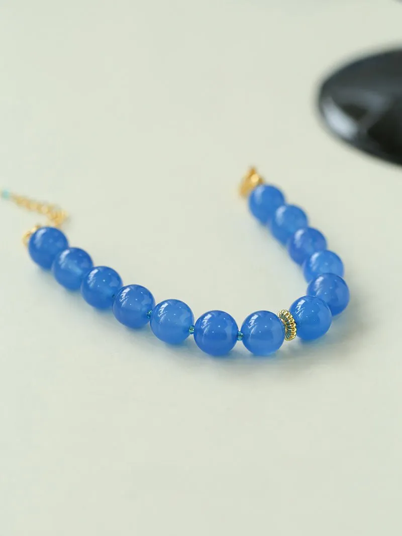 Glacier Blue Onyx Small Fresh Beaded Bracelet