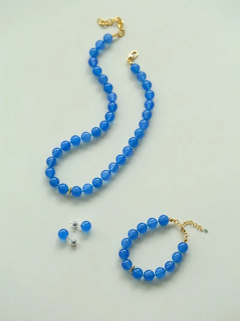 Glacier Blue Onyx Small Fresh Beaded Bracelet