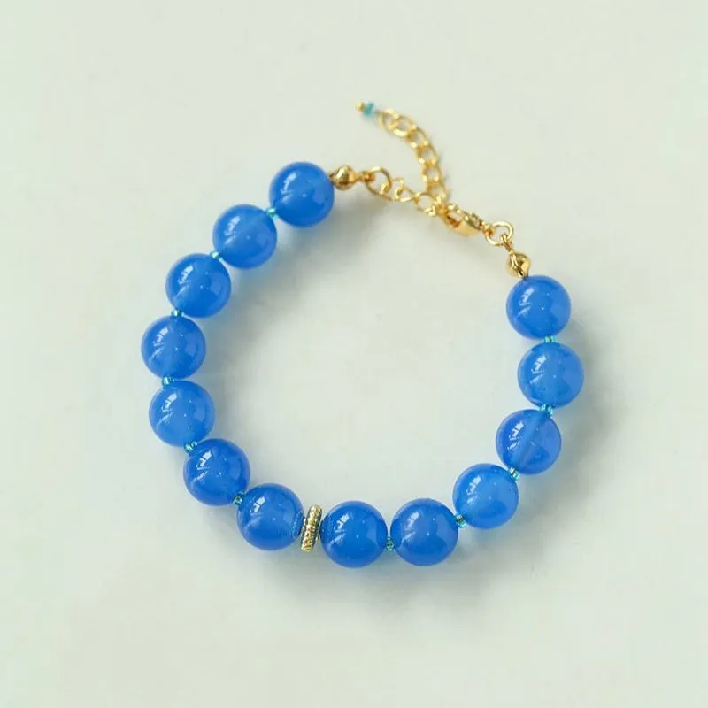 Glacier Blue Onyx Small Fresh Beaded Bracelet