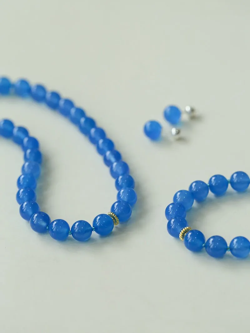 Glacier Blue Onyx Small Fresh Beaded Bracelet
