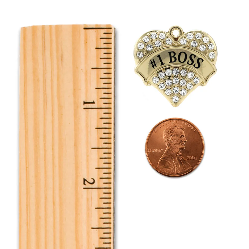 Gold #1 Boss Pave Heart Charm Braided Bracelet