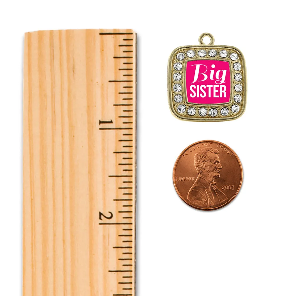 Gold Big Sister Square Charm Braided Bracelet
