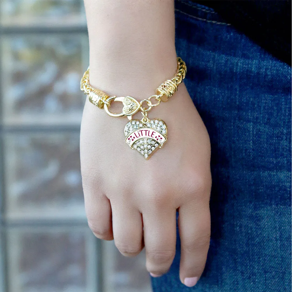 Gold Bordeaux and Grey Little Pave Heart Charm Braided Bracelet
