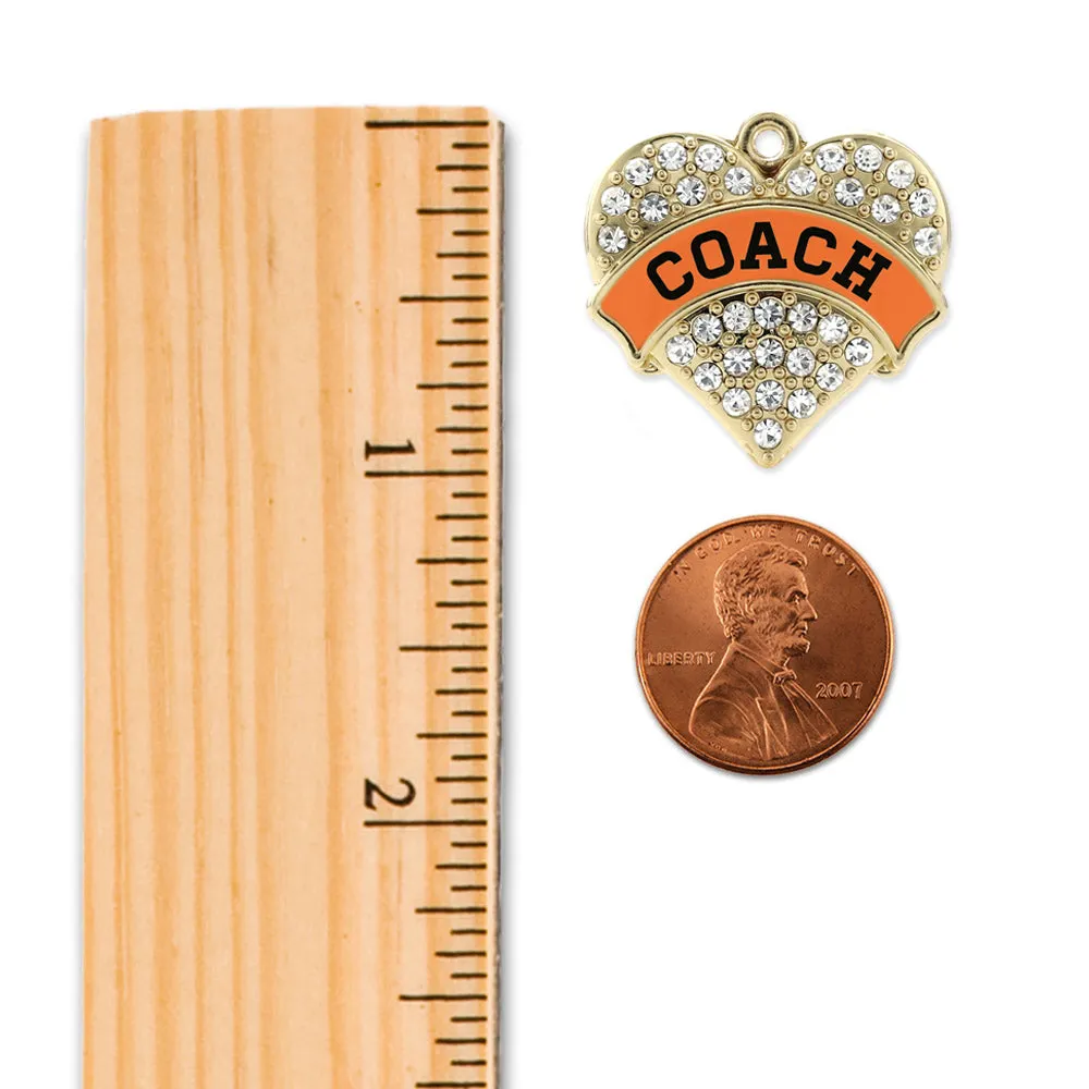 Gold Coach - Orange and Black Pave Heart Charm Braided Bracelet