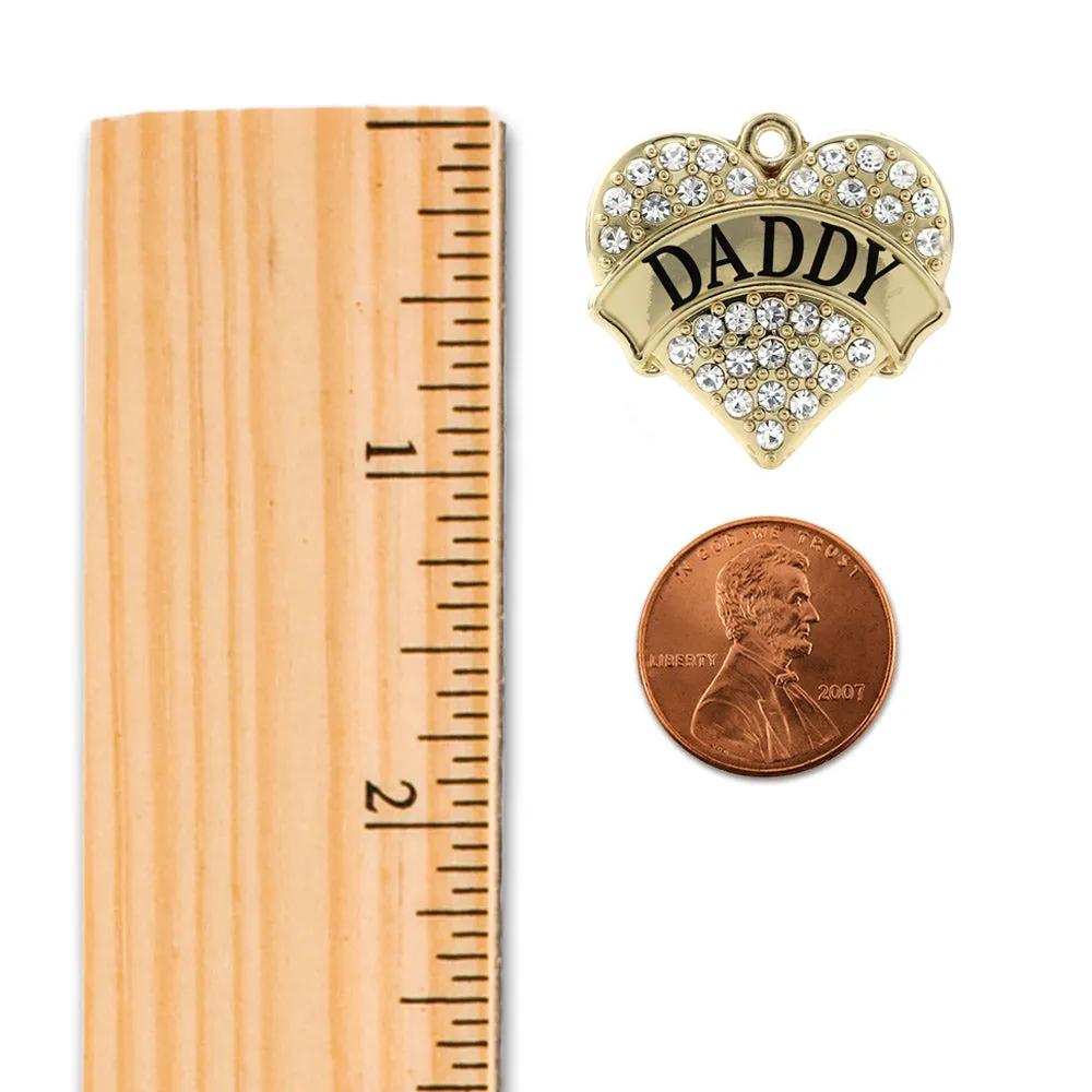 Gold Daddy Pave Heart Charm Toggle Bracelet
