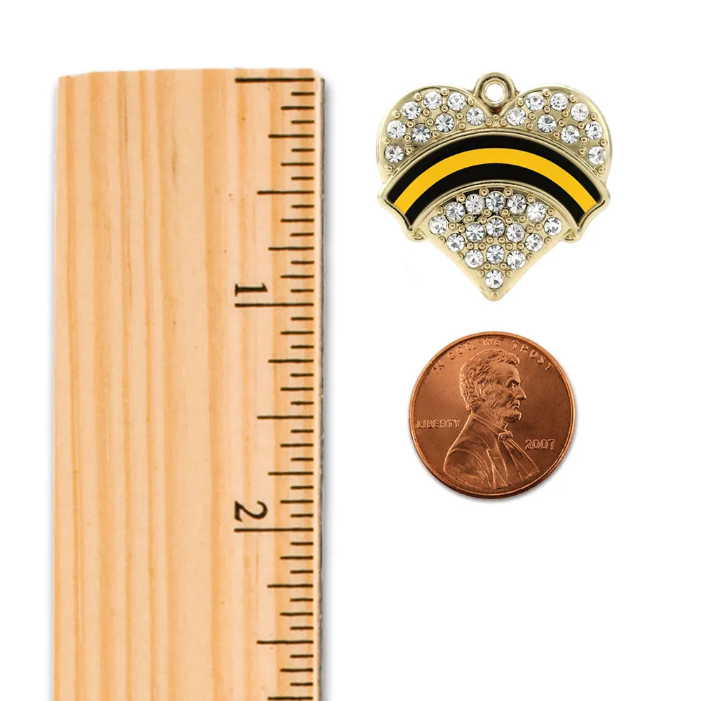 Gold Dispatcher Support Pave Heart Charm Toggle Bracelet