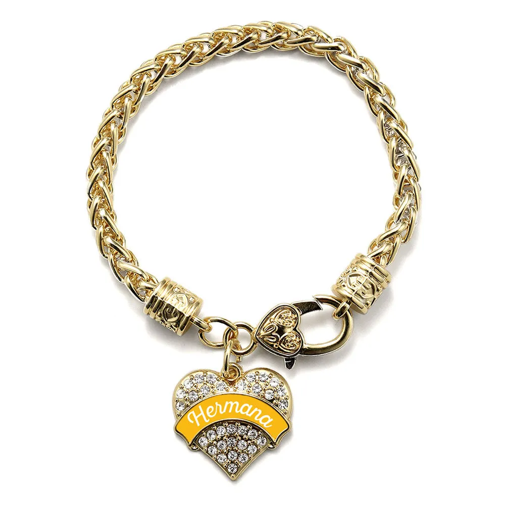 Gold Hermana - Marigold Pave Heart Charm Braided Bracelet