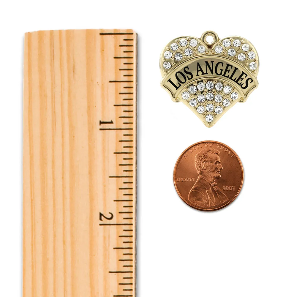 Gold Los Angeles Pave Heart Charm Toggle Bracelet