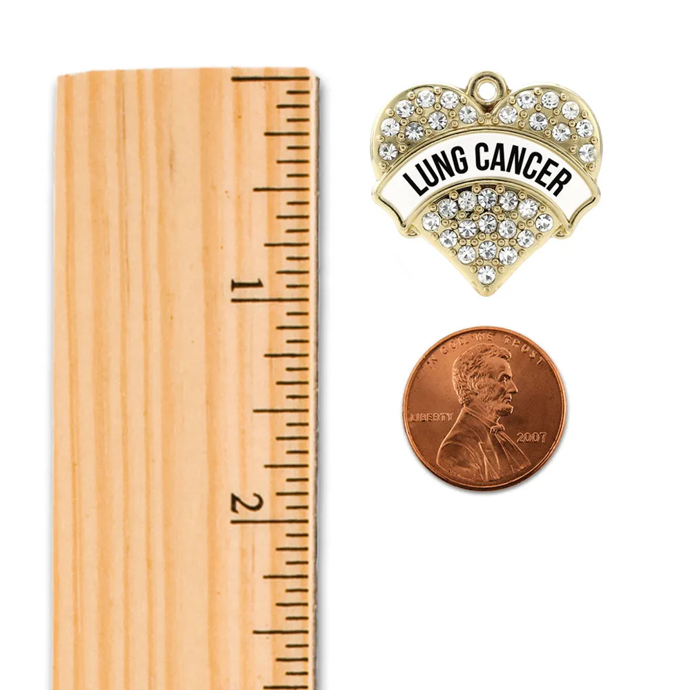 Gold Lung Cancer Awareness Pave Heart Charm Braided Bracelet