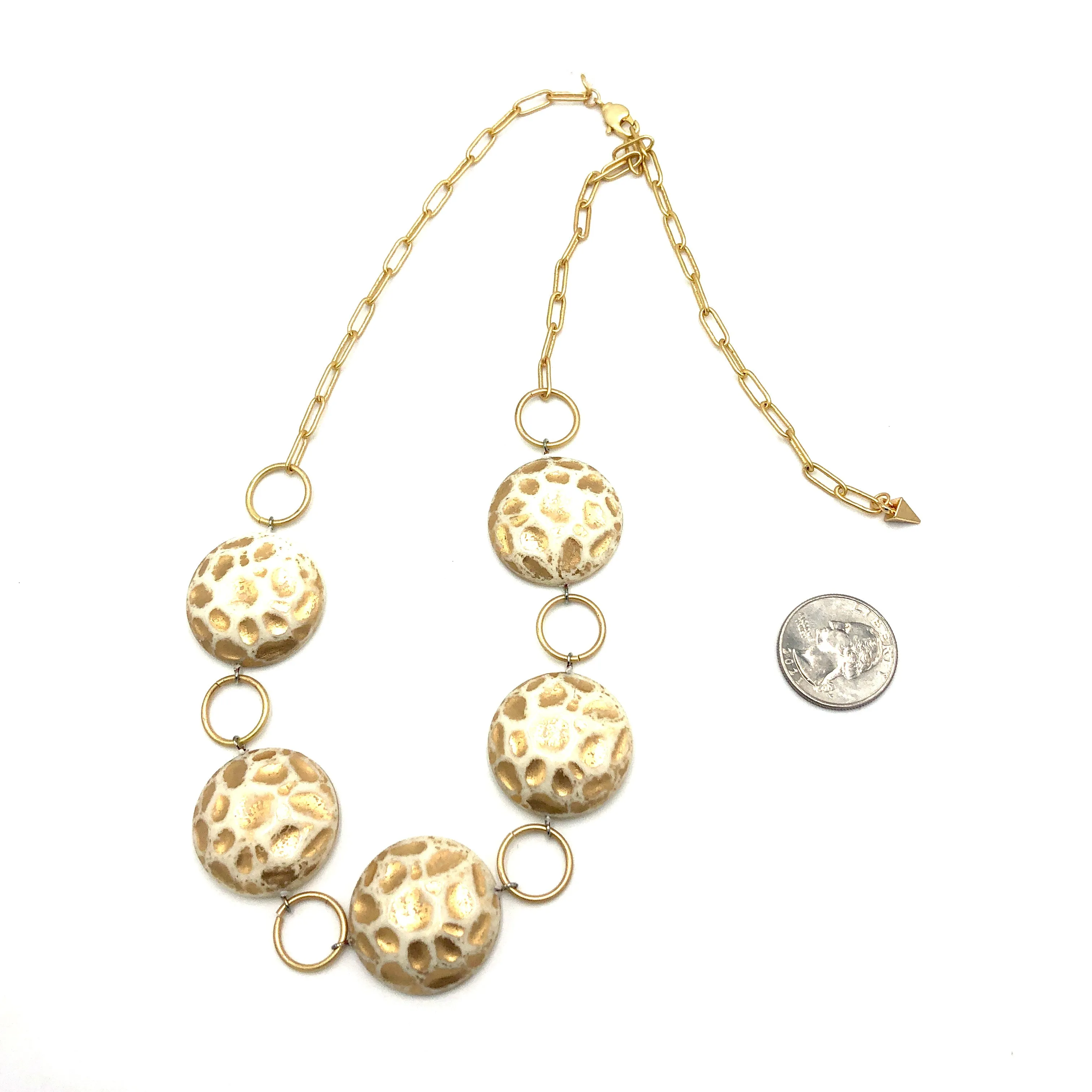 Gold Moon Rock Stations Necklace