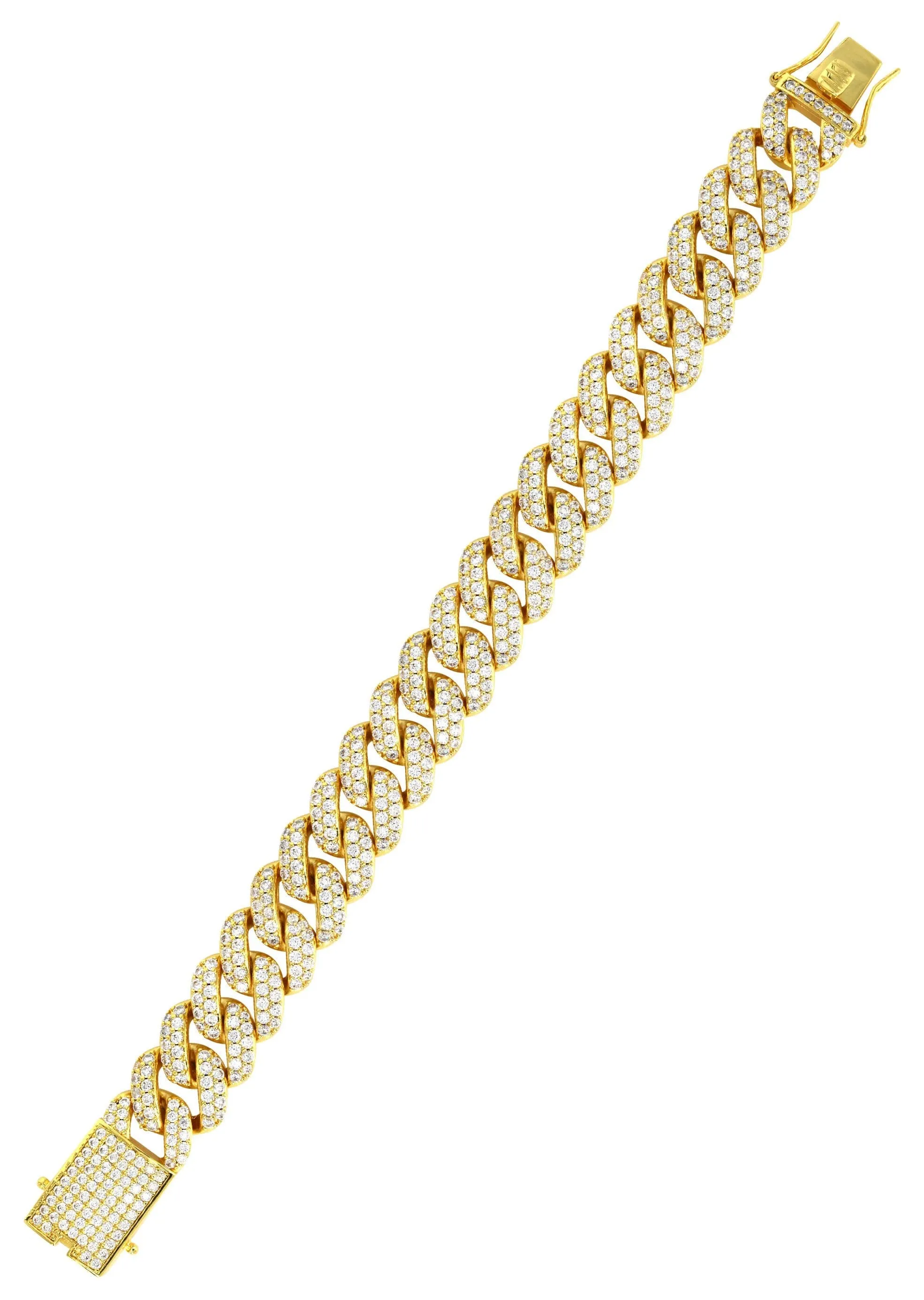 Gold Plated Mens Iced Out Miami Cuban Link Bracelet
