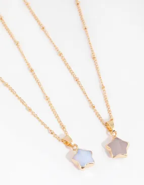 Gold Semi-Precious Star Necklace Pack