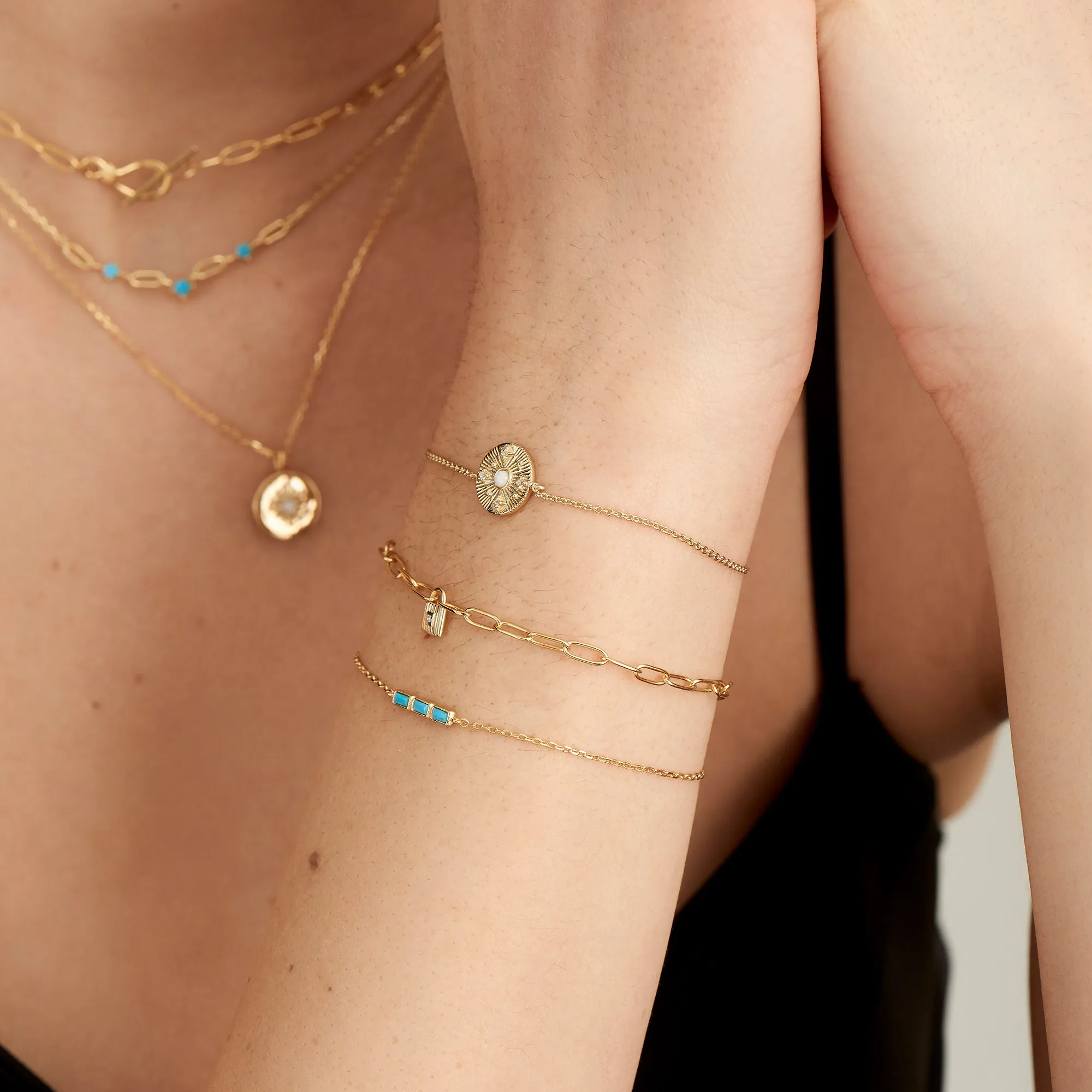 Gold Turquoise Bar Bracelet