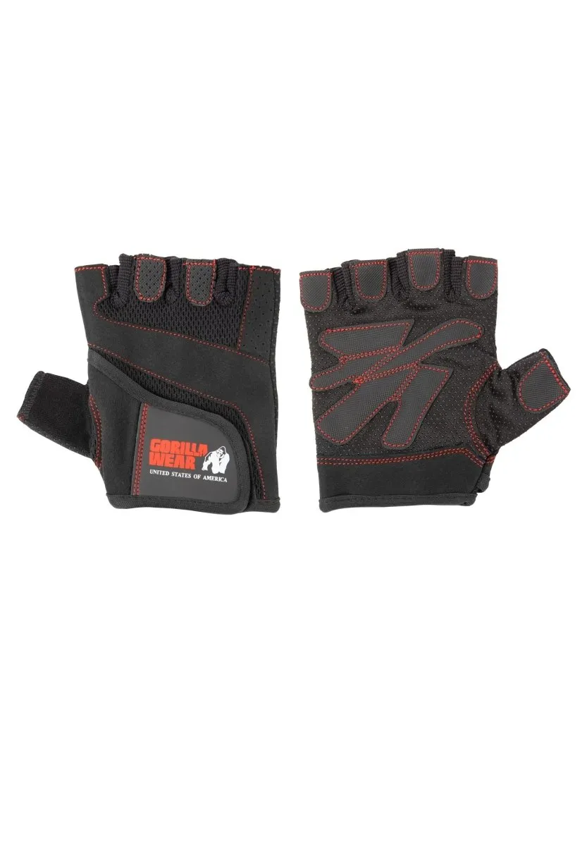 Gorilla Wear Women's Fitness Gloves - Black/Red Stitched