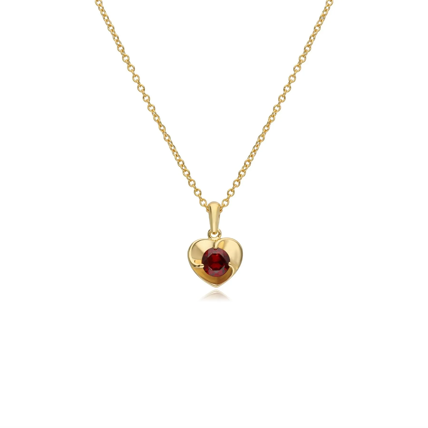 Granat Herz vergoldete Sterling Silber Halskette