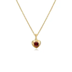 Granat Herz vergoldete Sterling Silber Halskette