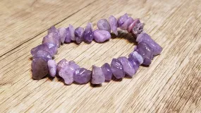 Hand Crafted Natural, Freeform Amethyst Gemstone Stretch Bracelet. One size fits most