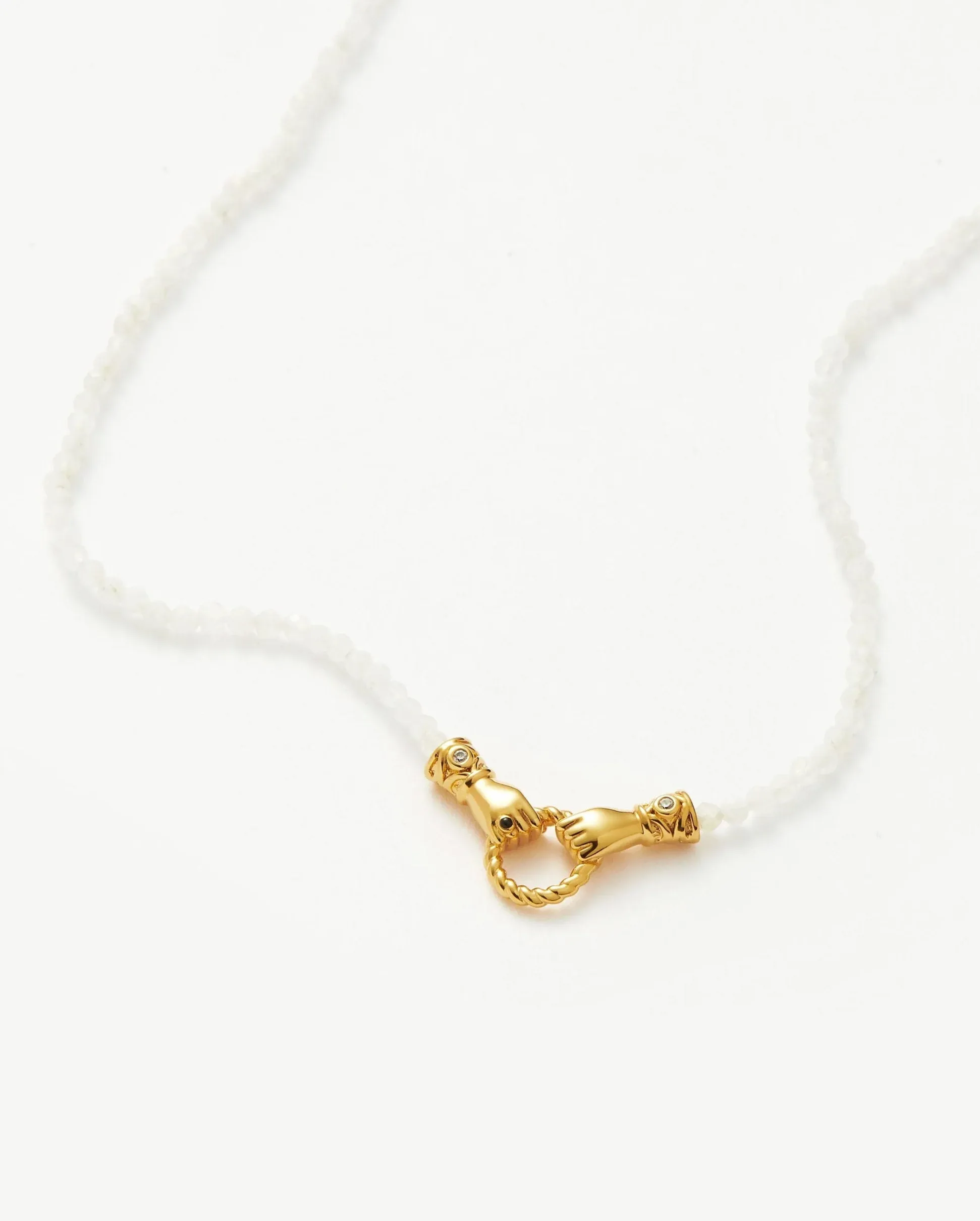 HARRIS REED IN GOOD HANDS MINI BEADED GEMSTONE NECKLACE / WHITE GOLD