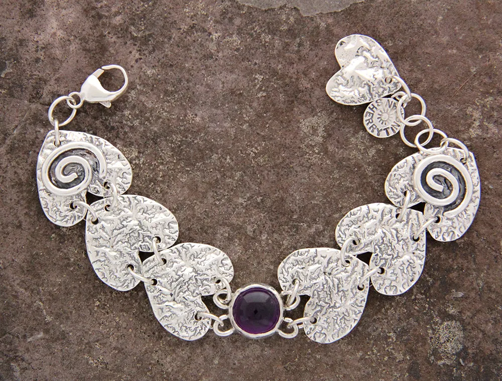 Heart Bracelet with Pearl or Amethyst