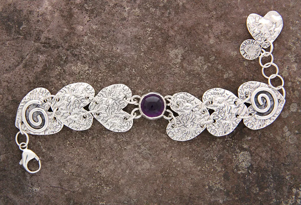 Heart Bracelet with Pearl or Amethyst