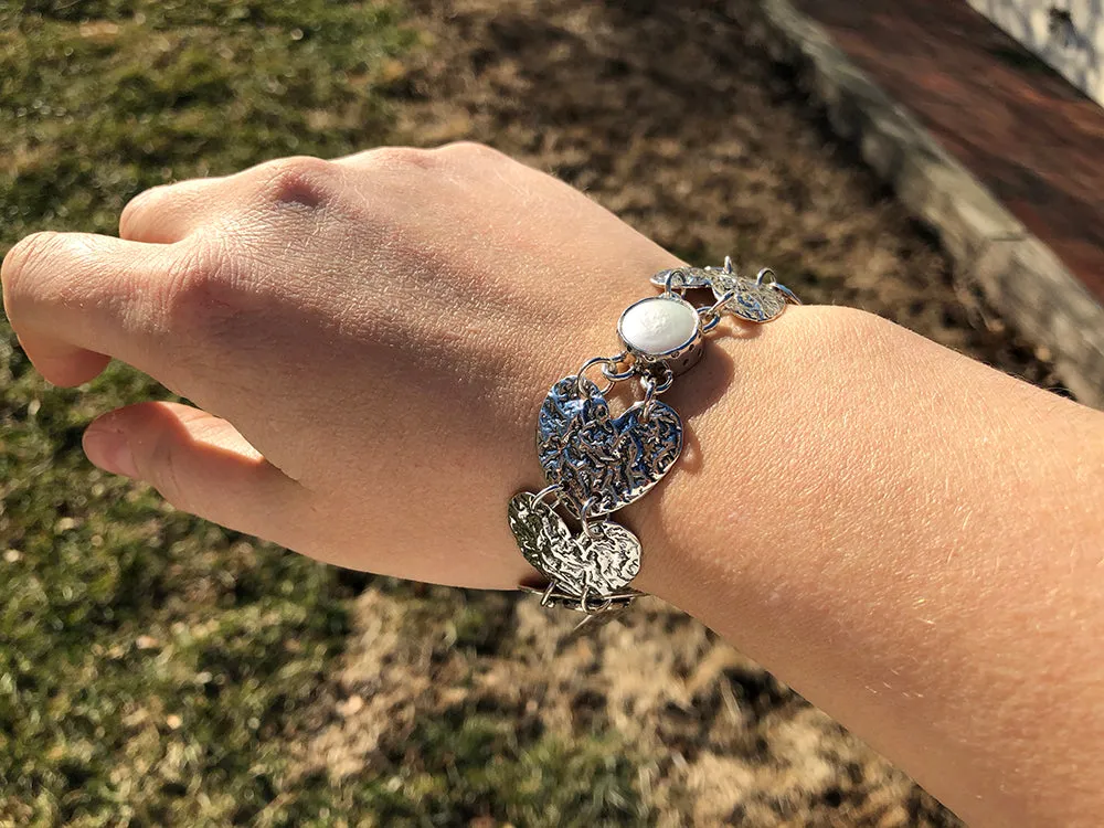 Heart Bracelet with Pearl or Amethyst