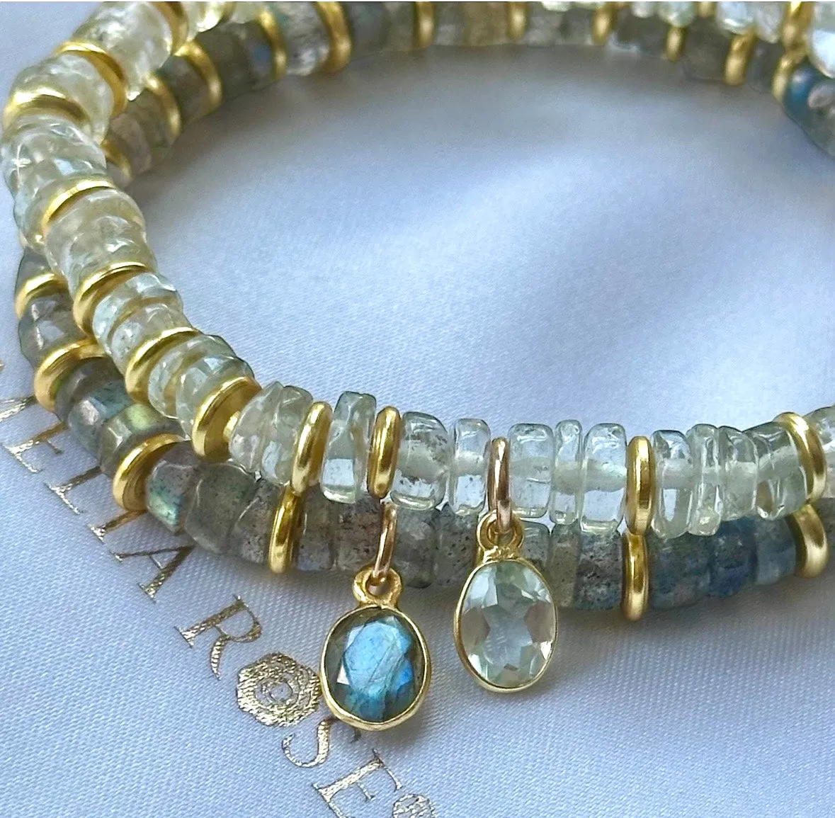 Heishi Gem Bracelet - Green Amethyst