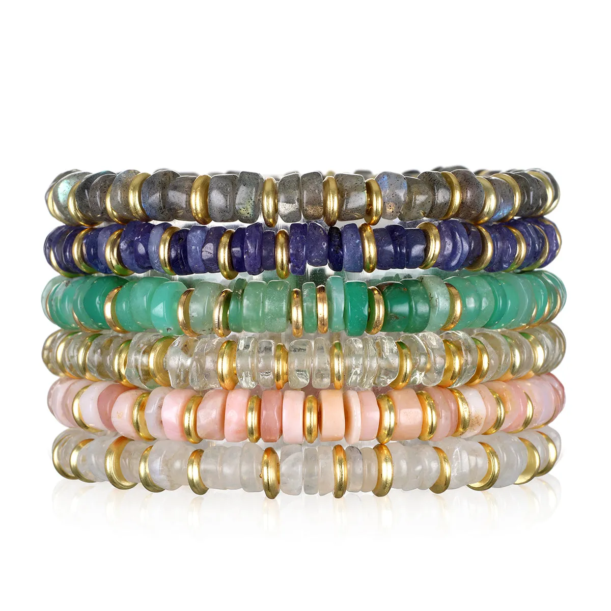 Heishi Gem Bracelet - Green Amethyst